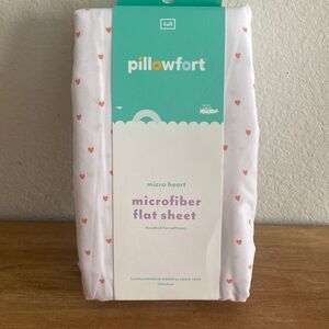 NWT Pillowfort white flat sheet mini hearts print microfiber full size bedding